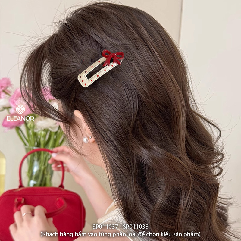 Kẹp tóc nữ Eleanor Accessories chấm bi đính nơ basic phụ kiện tóc kẹp tóc mái 11037