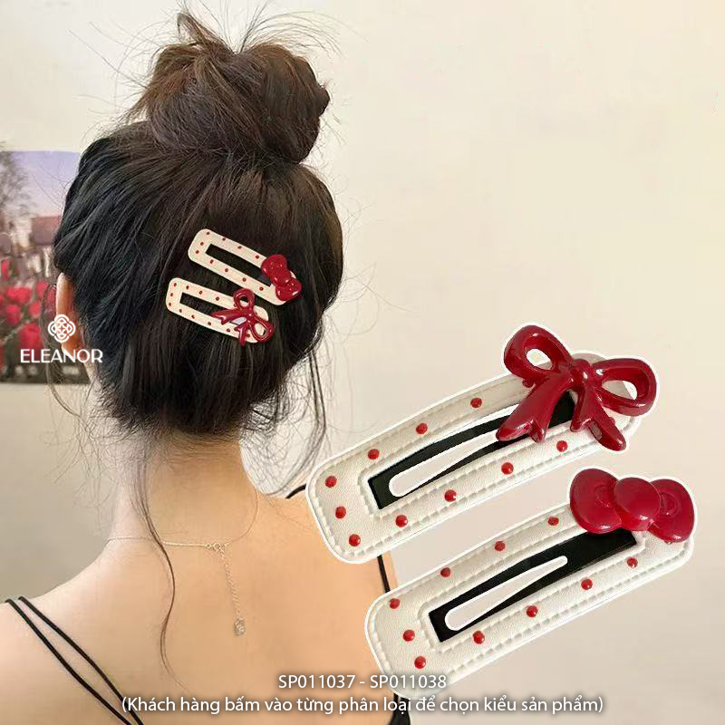 Kẹp tóc nữ Eleanor Accessories chấm bi đính nơ basic phụ kiện tóc kẹp tóc mái 11037