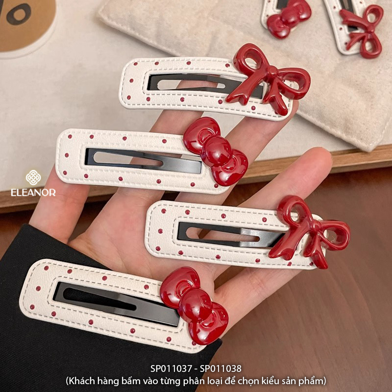 Kẹp tóc nữ Eleanor Accessories chấm bi đính nơ basic phụ kiện tóc kẹp tóc mái 11037