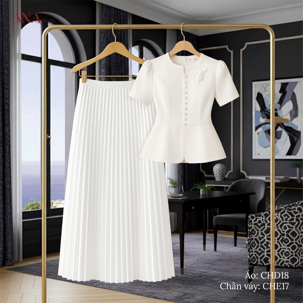 Set Quà Tặng Mẹ Ý Nghĩa Thương Hiệu ANA Mode (Áo CHD18 + Chân váy CHE17 kèm hộp quà)