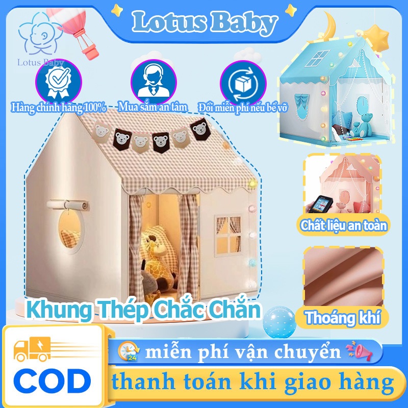 lều cho bé gái, khung thép không gỉ chắc chắn, thiết kế thông thoáng, không mùi hóa chất