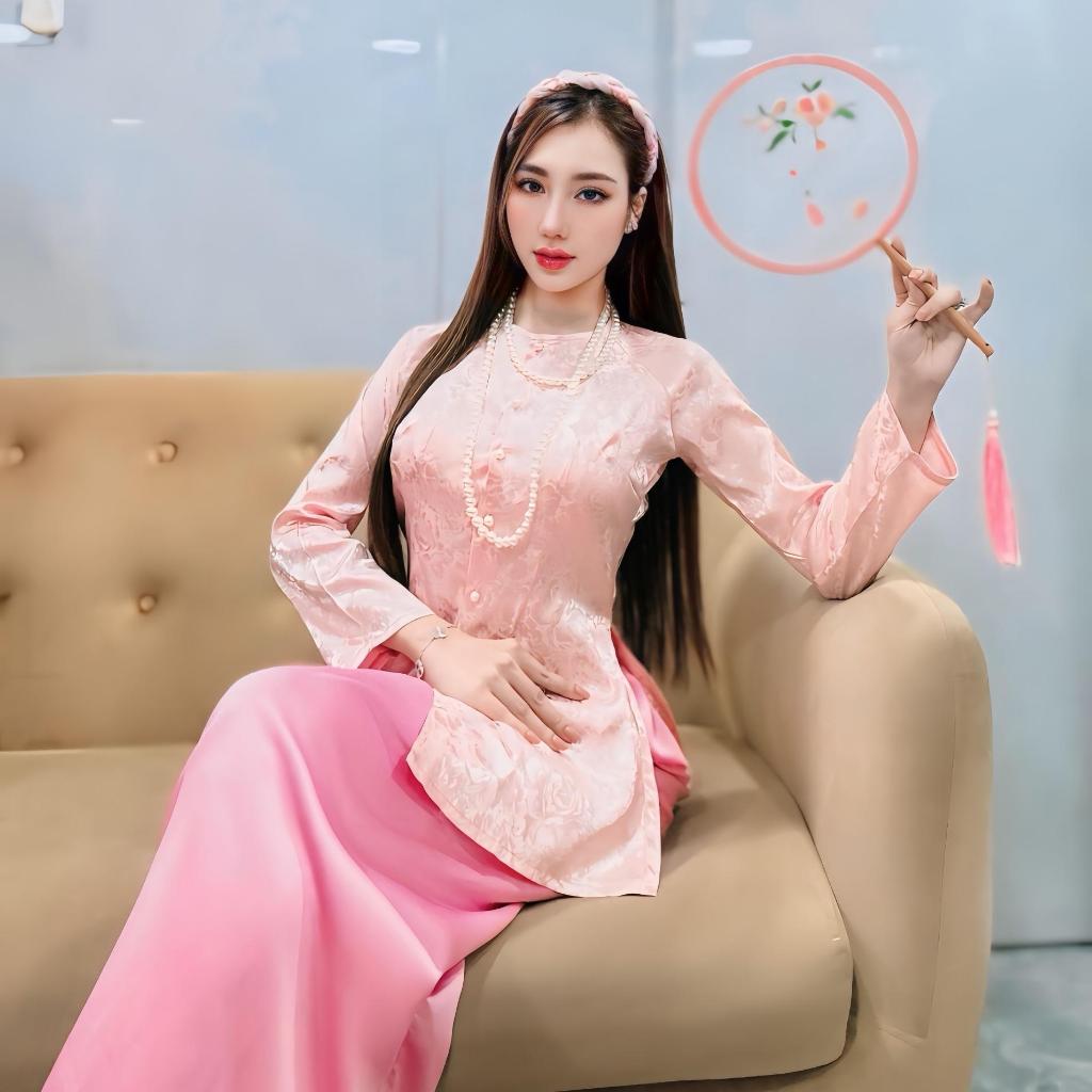 B.A47 - BỘ  ÁO BÀ BA GẤM QUẦN SATIN  ( QUẦN ĐEN )