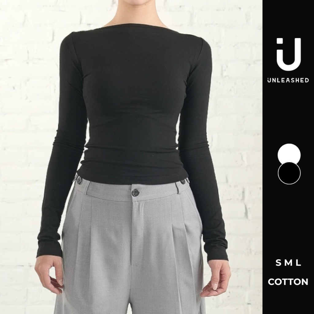 Áo thun dai cổ thuyền form ôm chất liệu cotton cao cấp Unleashedvn Base Boat Neck Cotton Tight Top