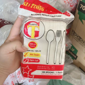 Muỗng Nhựa Gia Tường, VIP, PST, Trà Sữa Nhựa Ngắn 15cm TRẮNG, ĐEN