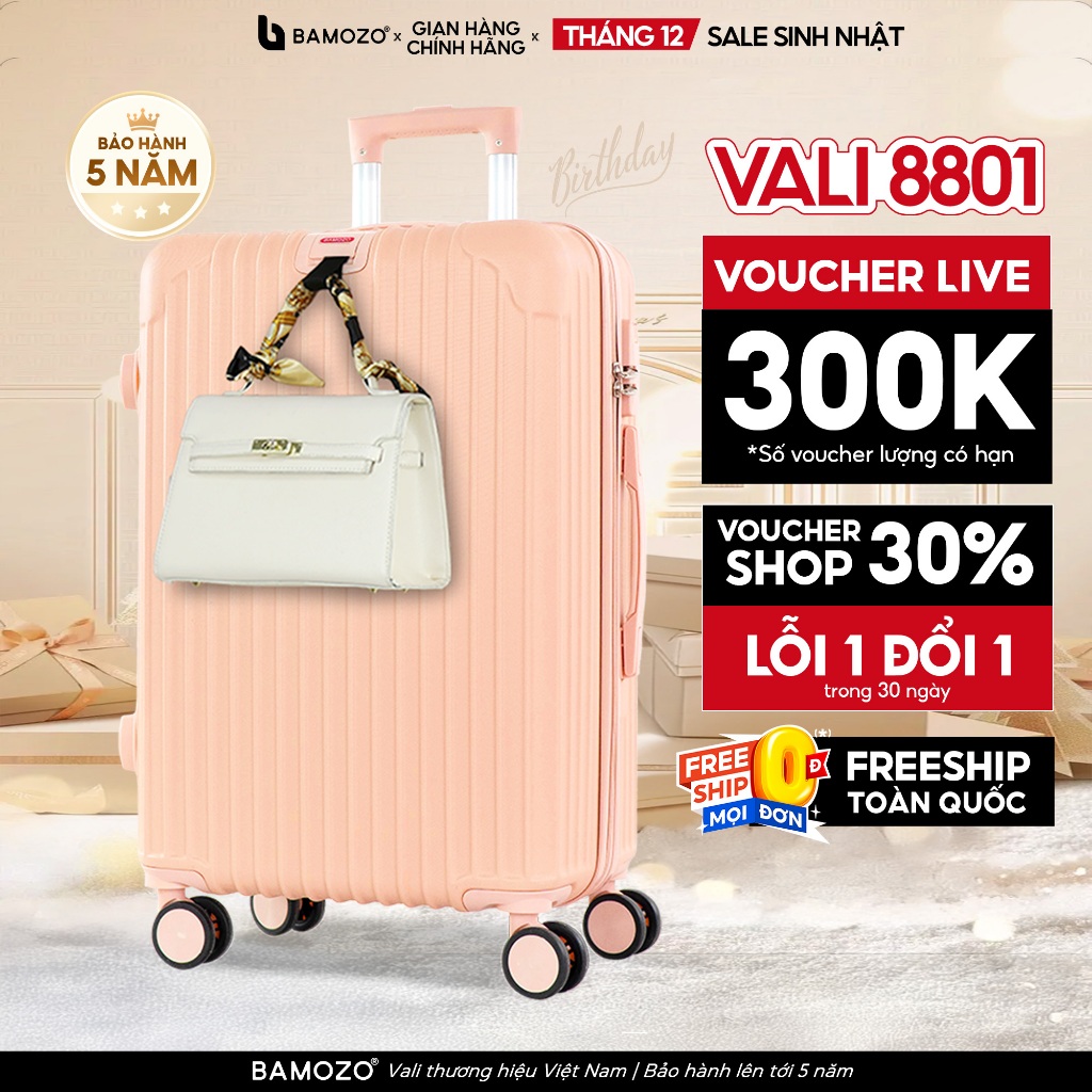 Vali Du Lịch Bamozo Size 20/24 Chất Liệu Nhựa ABS Bền Đẹp_8801