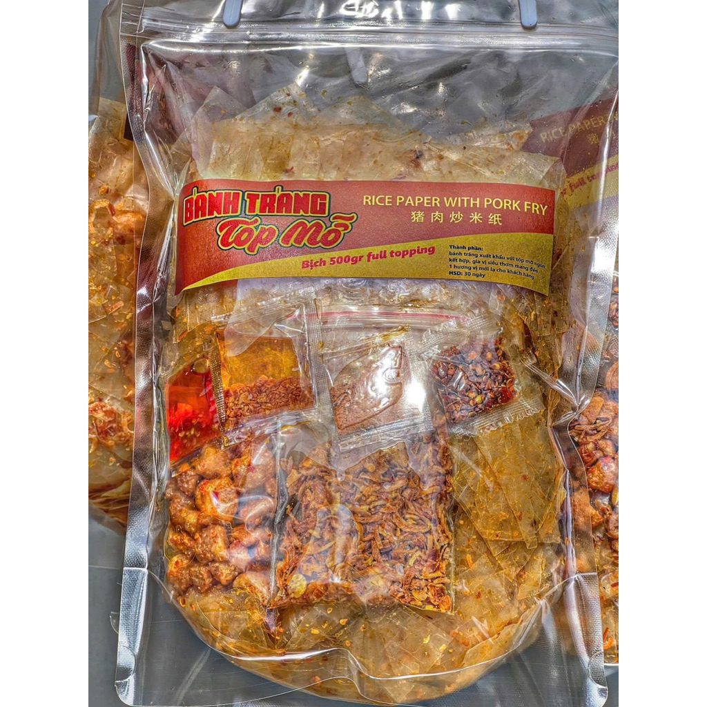Bánh tráng tóp mỡ big size 500gr siêu ngon Ăn Vặt Su Xoắn