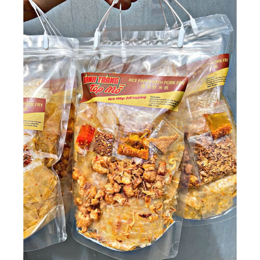Bánh tráng tóp mỡ big size 500gr siêu ngon Ăn Vặt Su Xoắn