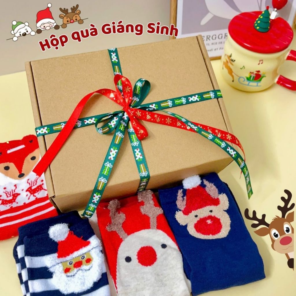 Set quà tặng Cốc sứ Giáng Sinh/Noel Sáng Tạo Có Nắp và Thìa làm Quà Tặng Bạn Bè, Người Thân