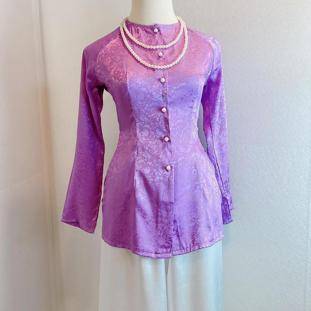 B.A47 - BỘ  ÁO BÀ BA GẤM QUẦN SATIN  ( QUẦN ĐEN )
