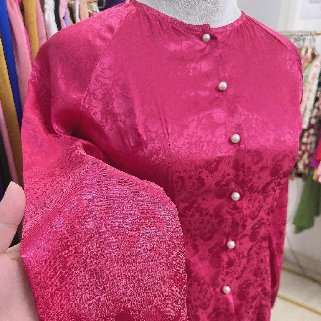 B.A47 - BỘ  ÁO BÀ BA GẤM QUẦN SATIN  ( QUẦN ĐEN )