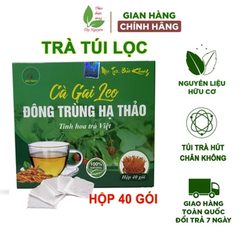 Hộp 40 gói trà cà gai leo đông trùng hạ thảo Bảo Khang, trà cà gai leo, trà thảo mộc tự nhiên