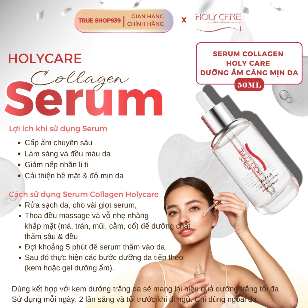 Tinh chất Serum Collagen dưỡng trắng da HOLY CARE mờ nám chống lão hóa 50ML