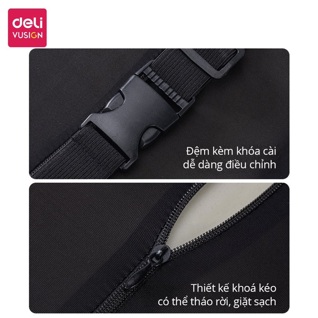 Gối tựa đầu và gối tựa lưng ô tô cao su non Deli đàn hồi chống mỏi cổ, giảm đau vai gáy, dễ dàng vệ sinh