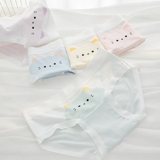 Quần Lót Cotton Nữ In Hình Mèo Dễ Thương, Quần Chip Viền Mềm Chống Hằn Đáy 2 Lớp King Shop L-1164