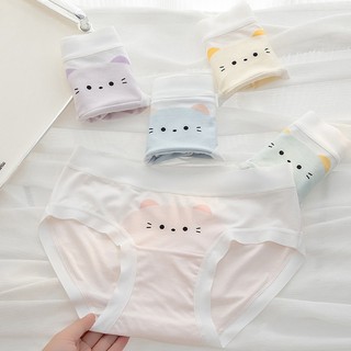 Quần Lót Cotton Nữ In Hình Mèo Dễ Thương, Quần Chip Viền Mềm Chống Hằn Đáy 2 Lớp King Shop L-1164