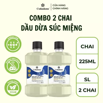 [NHÃN MỚI CFS] [COMBO 2 CHAI] Dầu dừa súc miệng Cofusions hương bạc hà thơm mát 225ml/ chai