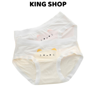Quần Lót Cotton Nữ In Hình Mèo Dễ Thương, Quần Chip Viền Mềm Chống Hằn Đáy 2 Lớp King Shop L-1164