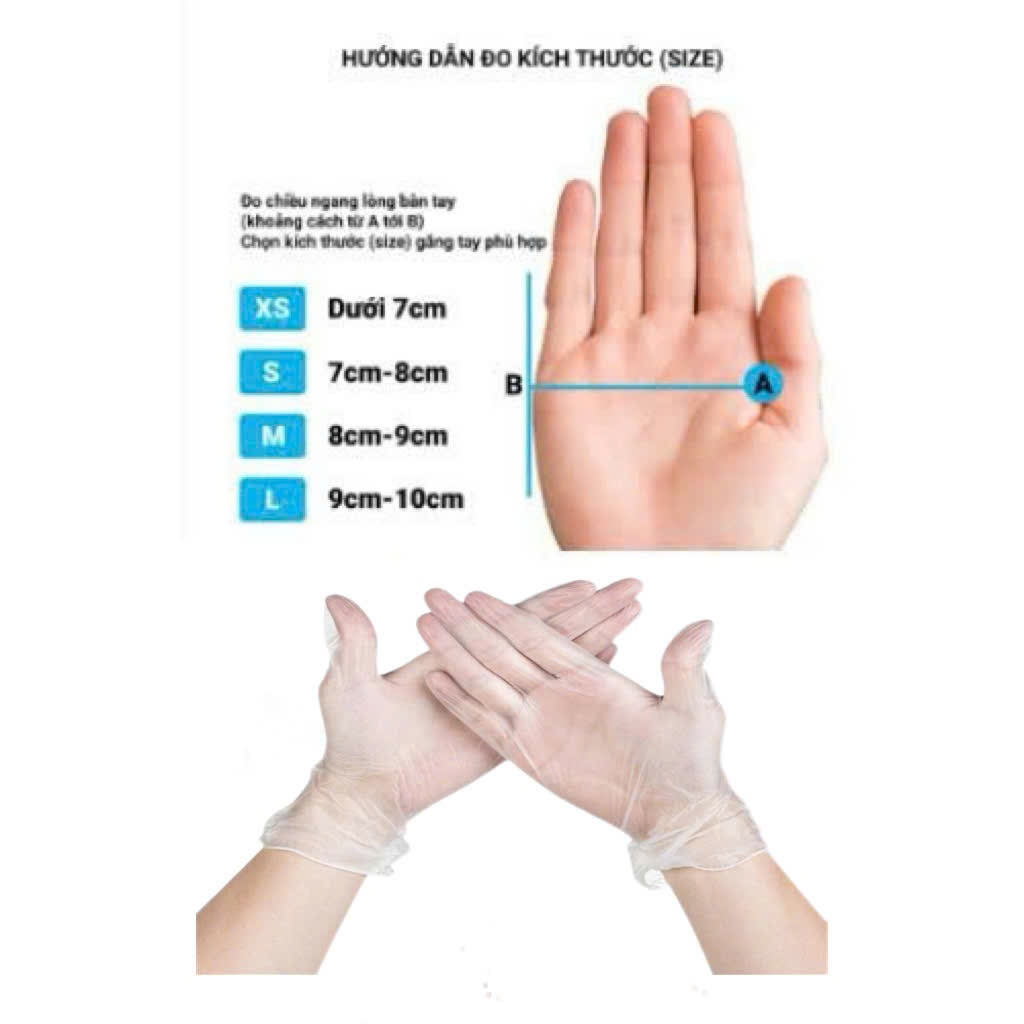 Bịch ( 50-100 Chiếc ) Găng Tay Vinyl Không Bột-Không Mùi Chuyên Chế Biến Thực Phẩm - Massage Làm từ Nhựa PVC