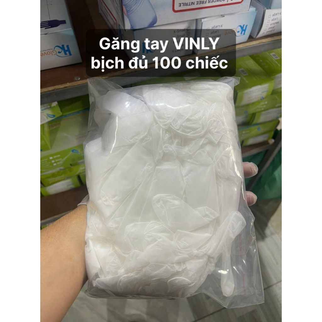 Bịch ( 50-100 Chiếc ) Găng Tay Vinyl Không Bột-Không Mùi Chuyên Chế Biến Thực Phẩm - Massage Làm từ Nhựa PVC