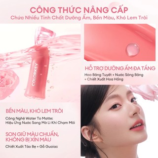 Son Kem COLORKEY Watery Tint Phiên Bản Nâng Cấp  Lâu Trôi, Không Dính, Siêu Mịn Môi 2.5g - Bebeau