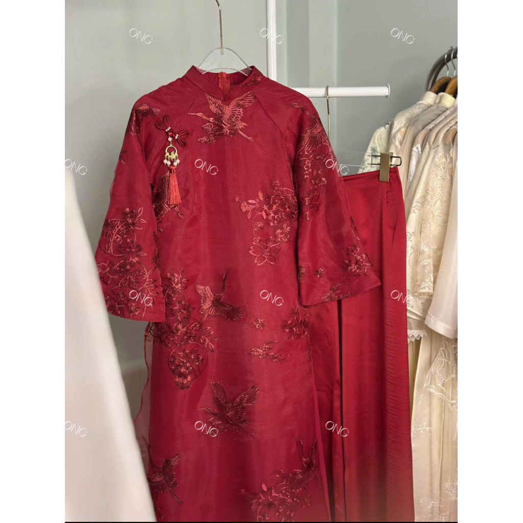 [ONG AD][ẢNH THẬT SHOP CHỤP] Áo dài Hải Yên dáng suông cổ truyền thống tay loe lửng dài gần cổ tay( XS-8XL)