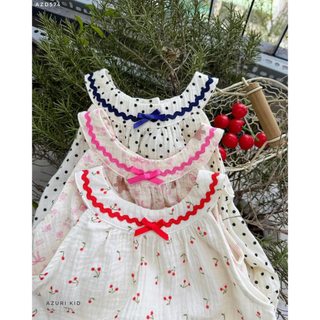 Váy Maxi Bé Gái Vải Xô Muslin AZB574 - Váy Cổ Yếm Phối Nơ, Váy Dài Mềm Mát Cho Bé
