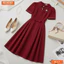 Đầm thiết kế BEMINE cổ polo chạy viền dáng chữ A phù hợp đi làm-B117