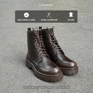 The Classic Lemans Chunky Combat Boots CO01.3 - Da bò nguyên tấm - Đế Chunky cao cấp cao 4cm - Bảo hành 24 tháng