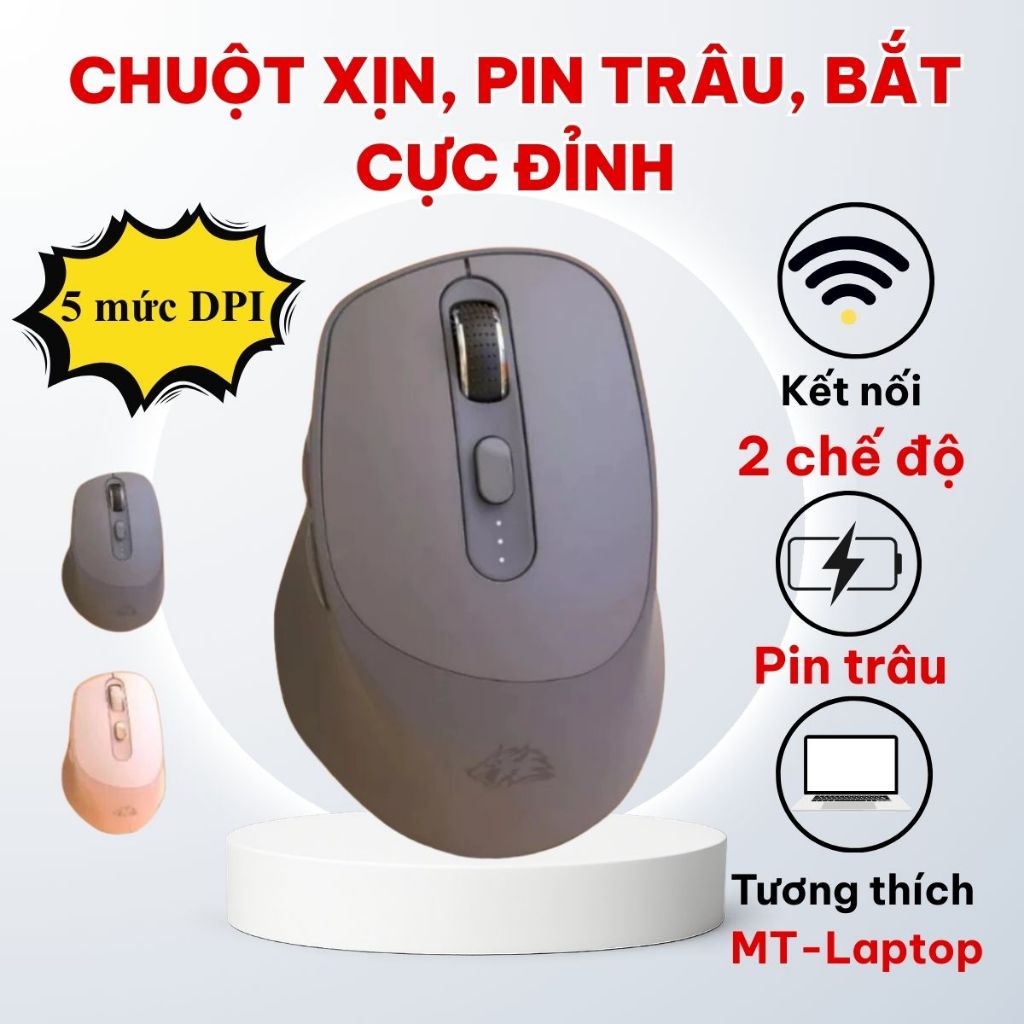 Chuột Không Dây Máy Tính Bluetooth X7 Wireless Pin Sạc Kết Nối 2 Chế Độ Cho Mọi Thiết Bị Máy Tính, LaptopChuột Không Dây