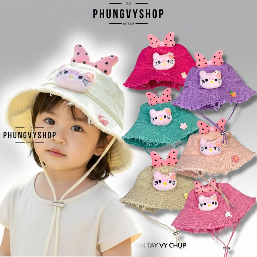 Bé 2-4Tuổi, Mũ nón bucket tai bèo vành trẻ em trai gái phungvyshop- / Bo TRUNG TUA NƠ KIT  /