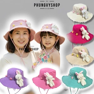 MẸ VÀ BÉ, Mũ nón bucket tai bèo vành trẻ em unisex trai gái phungvyshop / Bo LỚNBÉ- TUA THỎ NGHIÊNG /