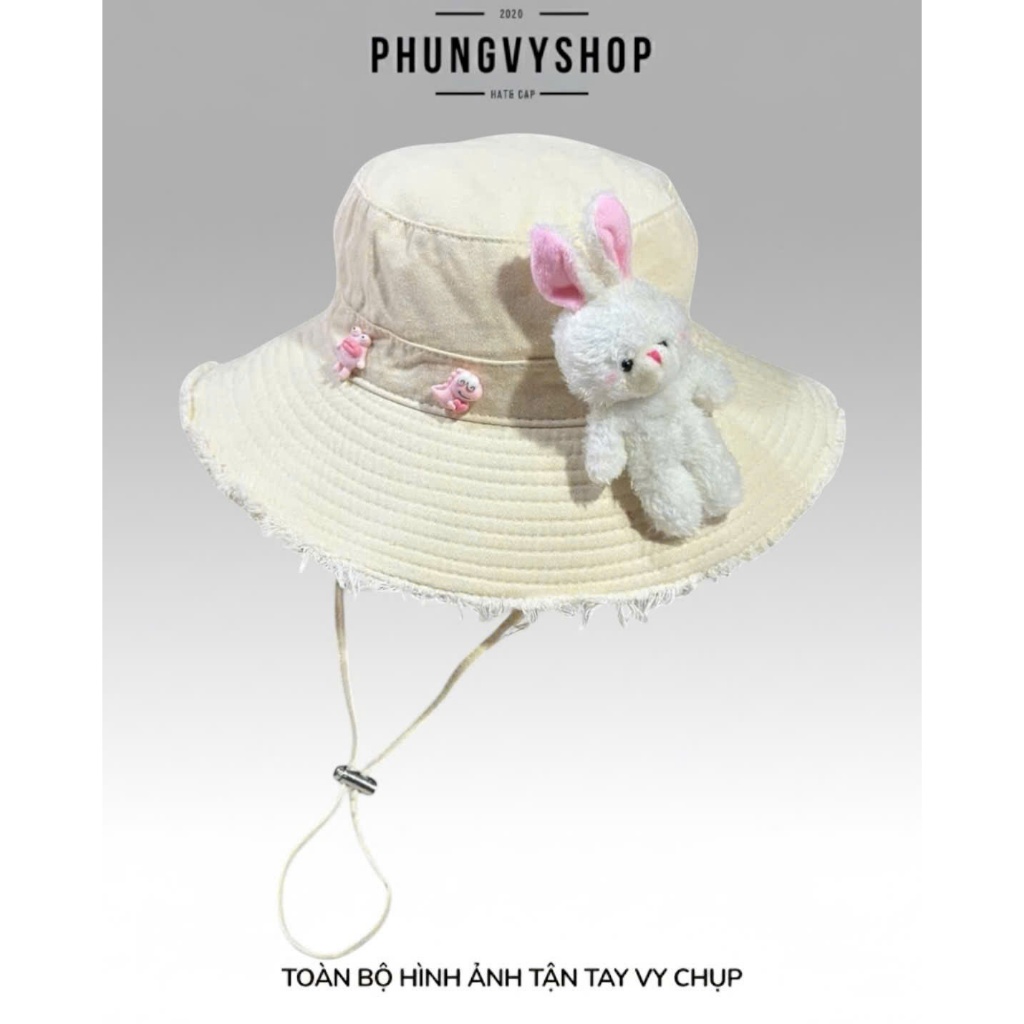 MẸ VÀ BÉ, Mũ nón bucket tai bèo vành trẻ em unisex trai gái phungvyshop / Bo LỚNBÉ- TUA THỎ NGHIÊNG  /