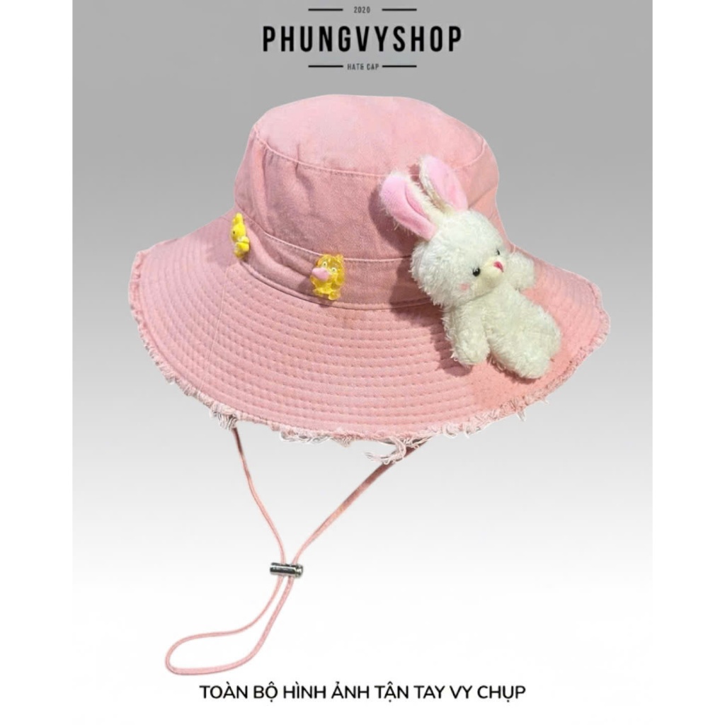 MẸ VÀ BÉ, Mũ nón bucket tai bèo vành trẻ em unisex trai gái phungvyshop / Bo LỚNBÉ- TUA THỎ NGHIÊNG  /
