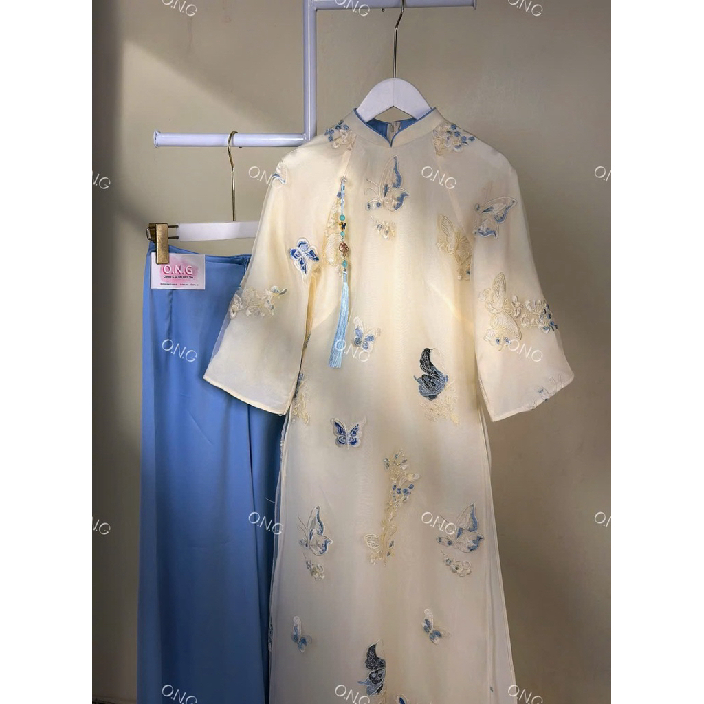 [ONG AD][ẢNH THẬT SHOP CHỤP] Áo dài Dạ Yên dáng suông cổ tt, 2 lớp 4 tà( XS-8XL)