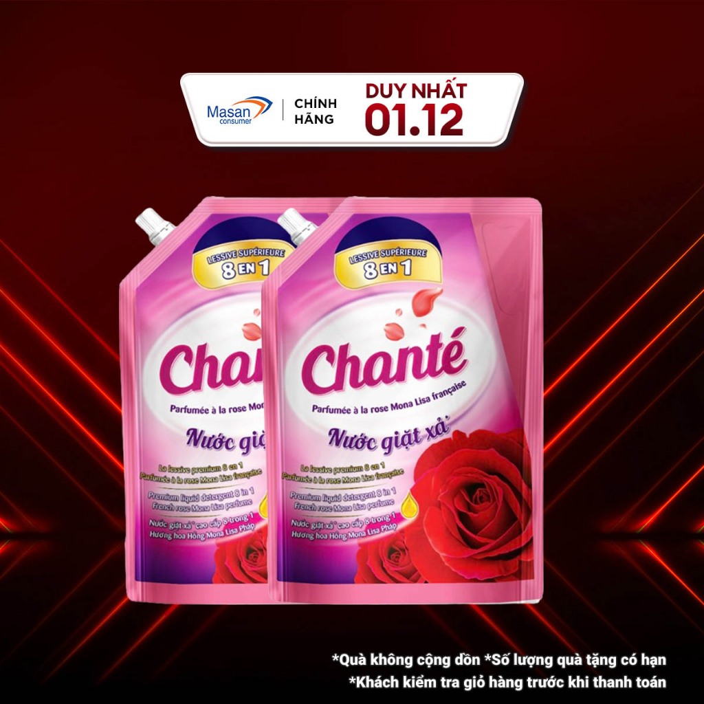 [Chọn loại] Combo 2 Túi Nước Giặt Xả Chanté Cao Cấp 8 Trong 1