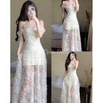 VÁY/ĐẦM DỰ TIỆC REN DÁNG DÀI TRỄ VAI TIỂU THƯ(CÓ BIGSIZE) — ảnh 1