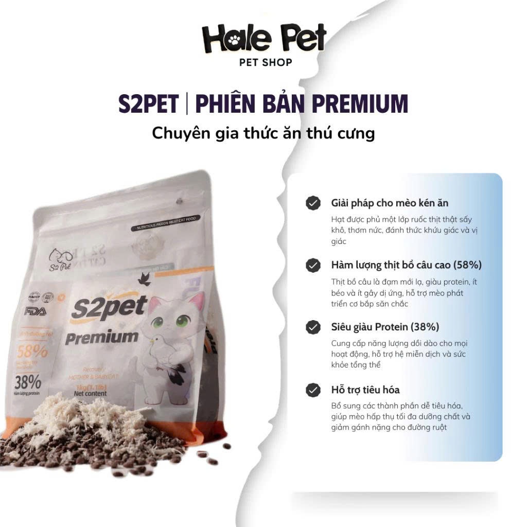 Thức Ăn Hạt Cho Mèo S2 PET S2 Premium Gói 1Kg Siêu Topping Ruốc Cho Mèo Mọi Lứa Tuổi