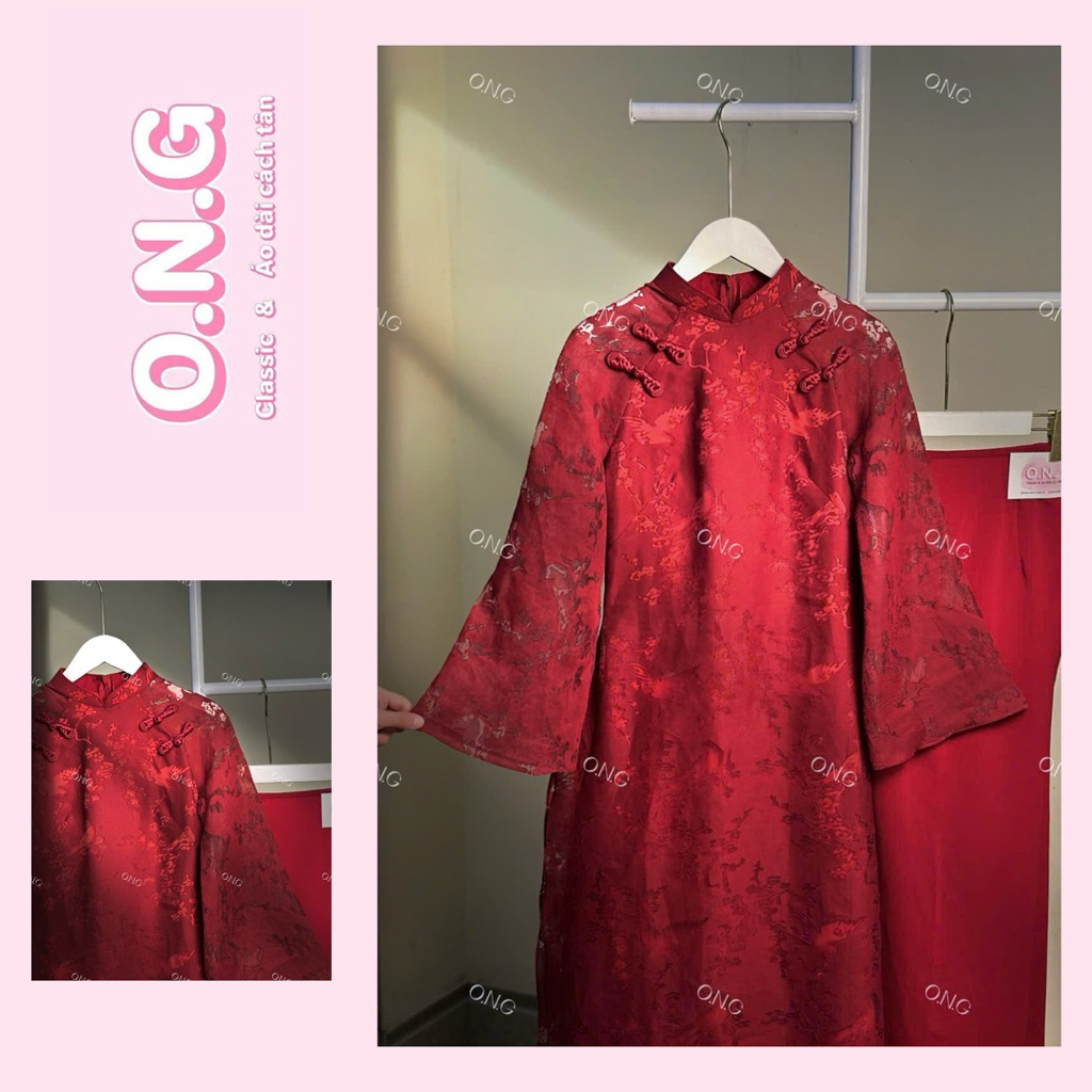 [ẢNH THẬT SHOP CHỤP]Áo dài THIẾT YÊN, 4 tà đính cúc tàu vỏ sò (XS-5XL)
