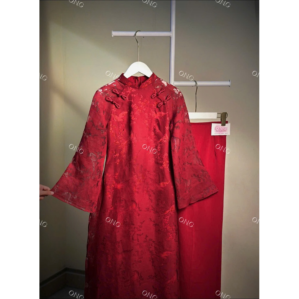 [ẢNH THẬT SHOP CHỤP]Áo dài THIẾT YÊN, 4 tà đính cúc tàu vỏ sò (XS-5XL)