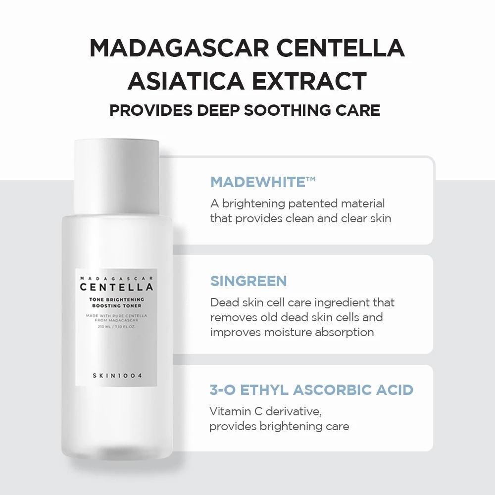Skin1004 Madagascar Centella/Hyalu-cica Brightening/Tea-Trica Purifying/Brightening Boosting Toner 210ml
