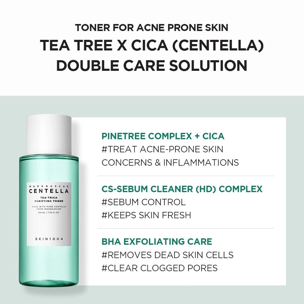 Skin1004 Madagascar Centella/Hyalu-cica Brightening/Tea-Trica Purifying/Brightening Boosting Toner 210ml