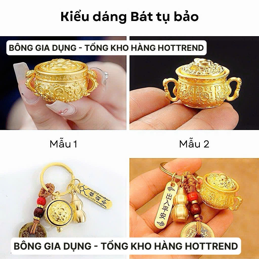 [ Tặng Kèm Móc Khóa Đồng và Chu Sa ] Móc khóa Phong thủy Bát Tụ Bảo 12 Con Giáp , Nắp Xoay 360 , Bằng Hợp Kim, Size Lớn