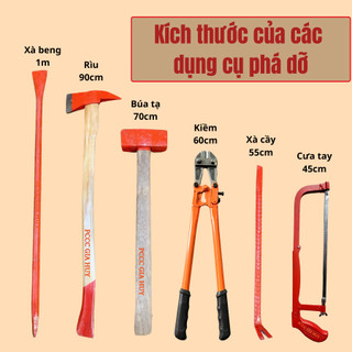 Bộ 6 Món Dụng Cụ Phá Dỡ Chuyên Dụng theo TT150-Búa ,Kìm,Rìu,Xà Beng,Xà Cầy,Cưa-Vừa Tủ 600x1200x180mm