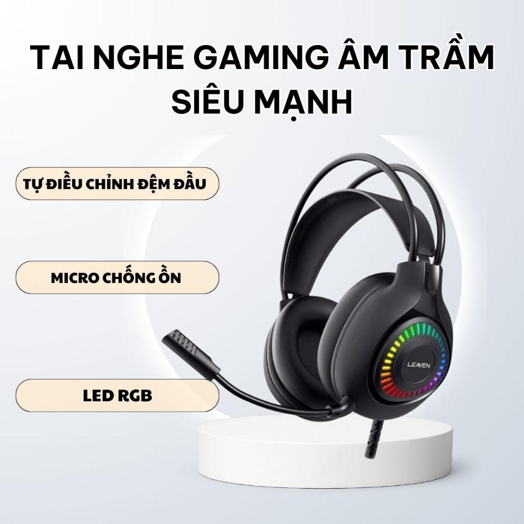 Tai nghe chụp tai máy tính GAMING CoreX G75 có đèn LED đổi màu, có mic đàm thoại, headphone chơi game trên laptop, PC..