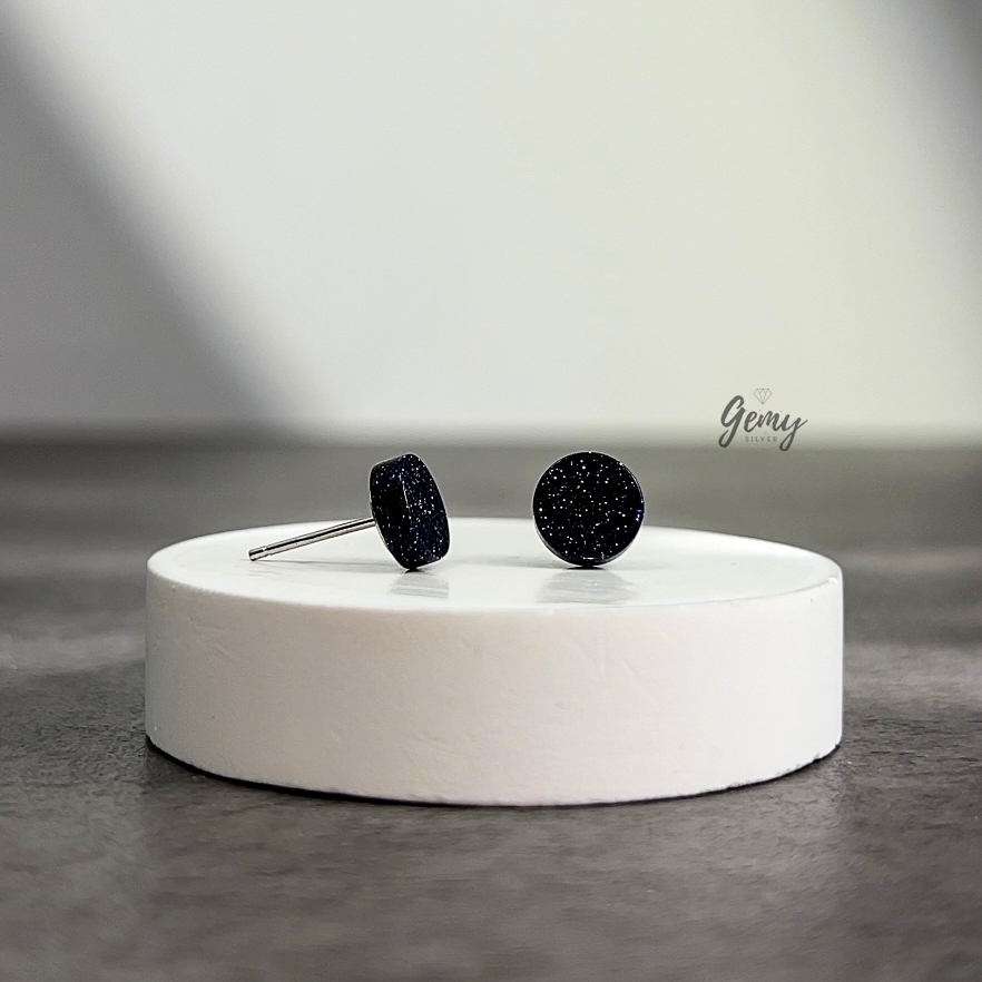 Khuyên tai nam tròn bạc 925  Black Knight 3 thiết kế mặt đá đen sieu chất (1 chiếc)| GEMY SILVER KN35