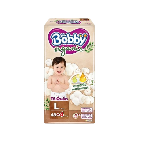 Tã / Bỉm quần Bobby Organic Ngày&Đêm chăm sóc dịu nhẹ khô thoáng M/L/XL/XXL/XXXL cho bé 6kg-35kg