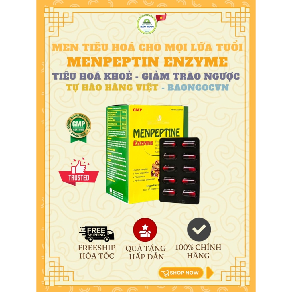 [HOẢ TỐC] Menpeptine Enzyme, Giảm Đầy Bụng Khó Tiêu Giảm Trào Ngược Tiêu Hoá Khoẻ cho Người Lớn Trẻ Nhỏ - BAONGOCVN