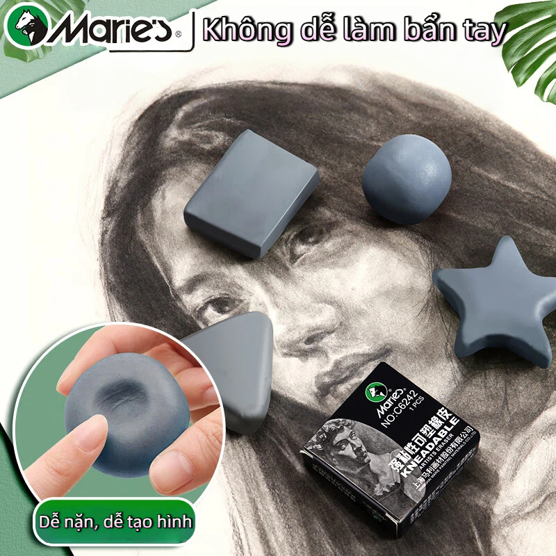 [Da Đen] Gôm Đất Sét Marie's Mềm Dẻo, Không Dính Tay, Dễ Nặn Tạo Hình Dùng Cho Vẽ Chì & Sketch