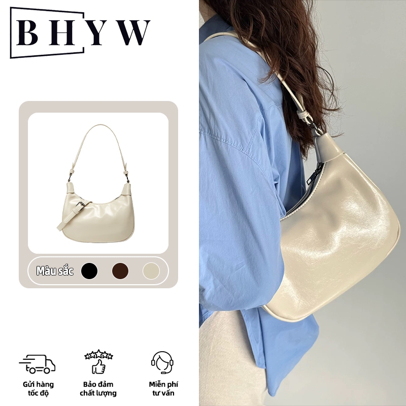 BHYW Túi Bánh Mì Da Thật Cao Cấp 2025 - Túi Đeo Chéo Da Mềm Nữ Tính, Dung Lượng Lớn, Phong Cách Hàn Quốc