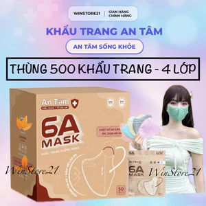 6A MASK- Thùng 500 cái Khẩu trang y tế kháng khuẩn chính hãng An Tâm chống nắng toàn diện bảo vệ